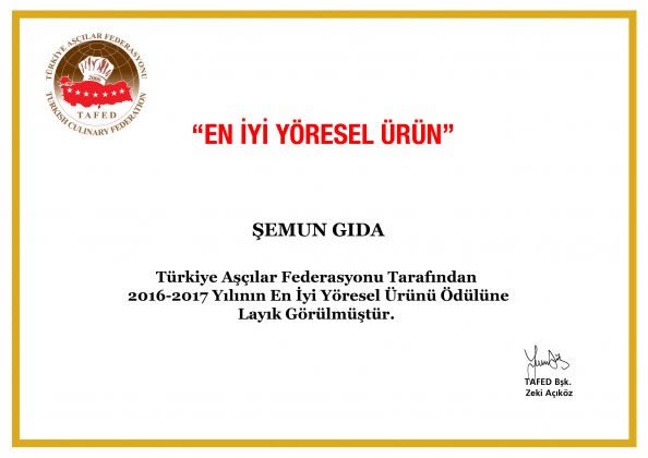 Türkiye Aşçılar Federasyonu (TAFED) En İyi Yöresel Ürün 